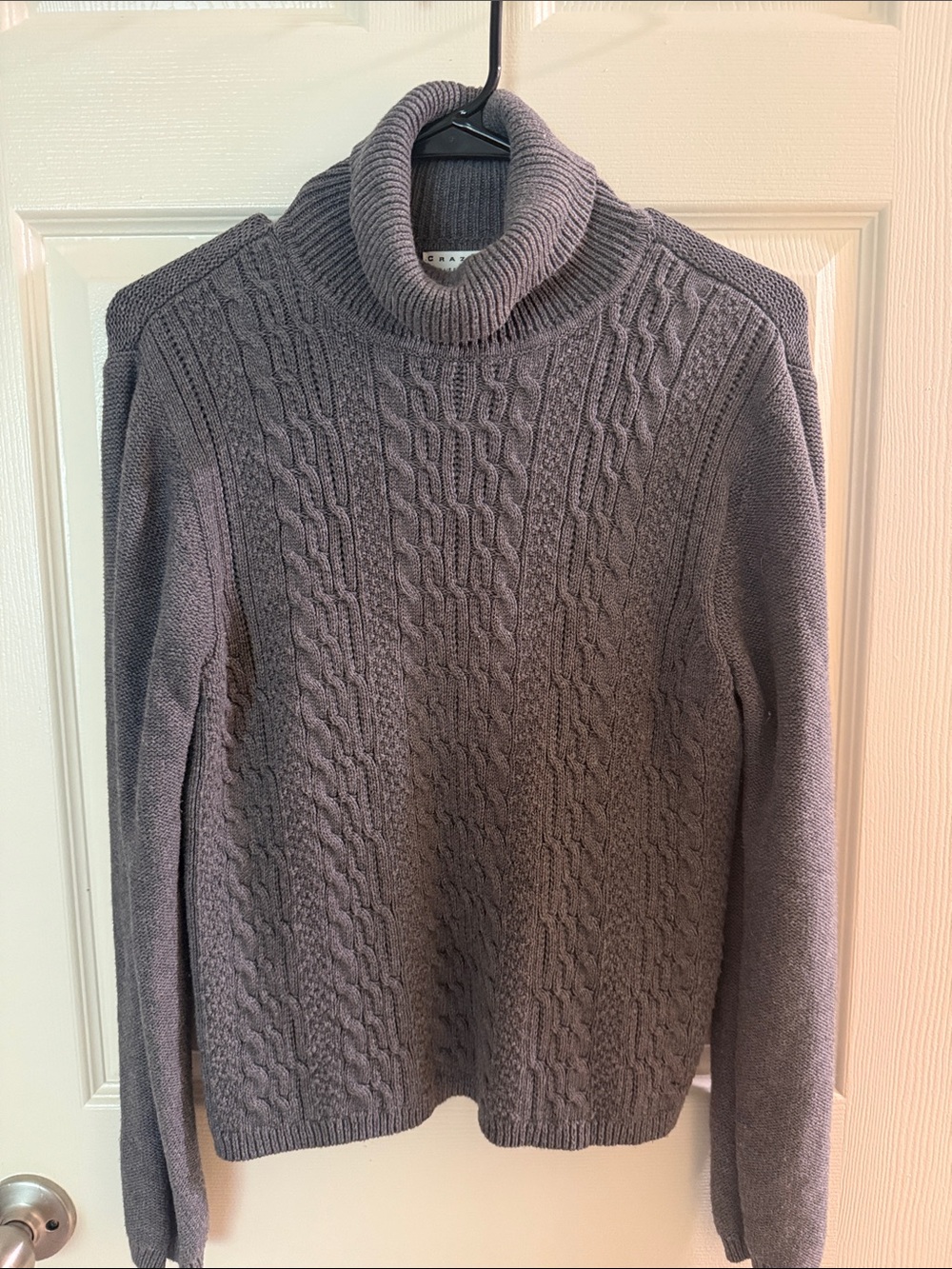 Liz Claiborne Heather Gray Cable-Knit Turtleneck Sweater